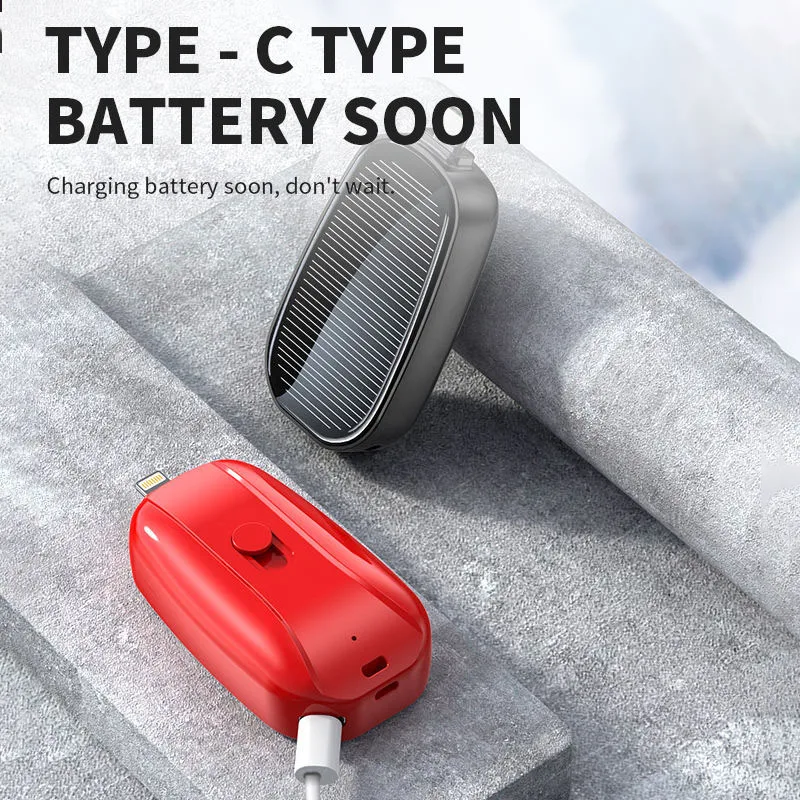 Power Bank Appearance Design of Car Keys Outdoor Camping Solar Powerbank LCD Solar Panel Charger 1200Mah Portable Battery