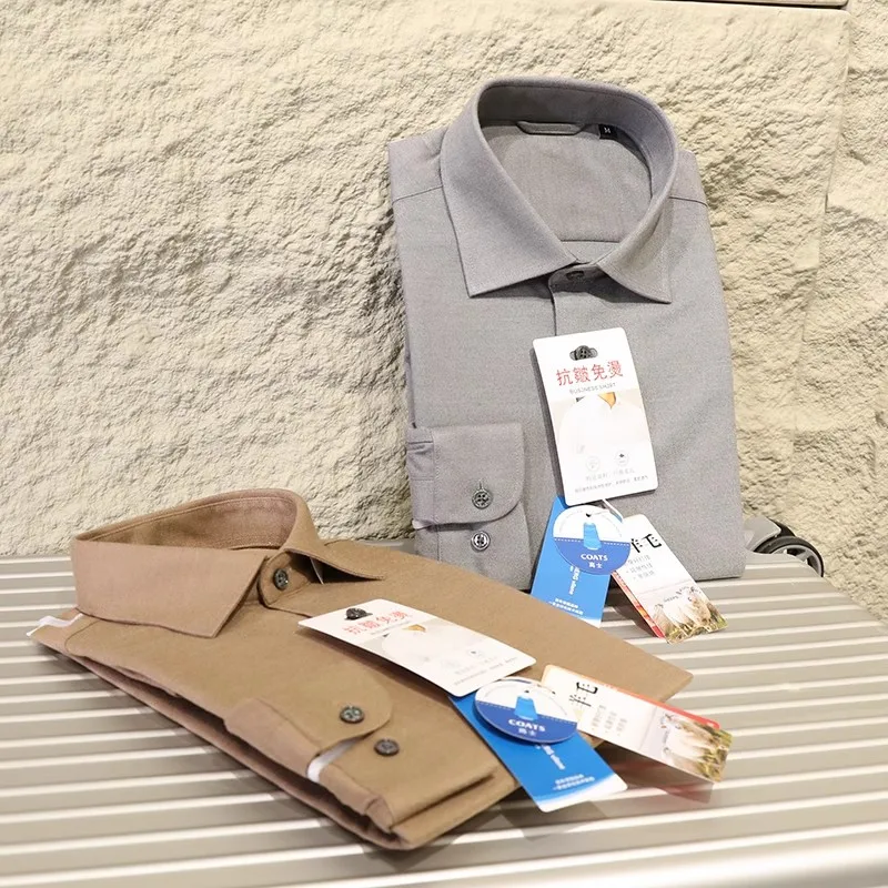 

Thiened Long Sve Мужская роскошная шерстяная лиоцелла против морщин, не железная деловая повседневная одежда для осени и зимы