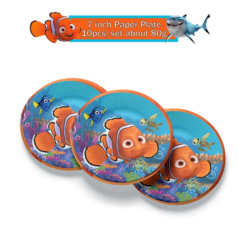 Finding Nemo Theme Birthday Party Decorations Cake Topper Balloons Happy Birthday Swirls Stickers Kids Party Supplies Decor