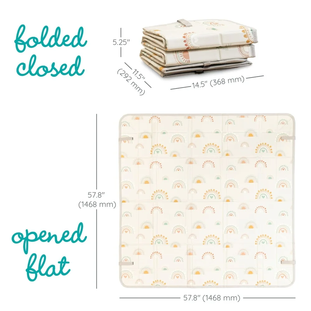 بساط لعب رغوي ناعم قابل للطي بألوان قوس قزح للأطفال والأطفال الصغار غير قابل للانزلاق مقاوم للماء على الوجهين تصميم محمول سهل التنظيف 59 بوصة #6