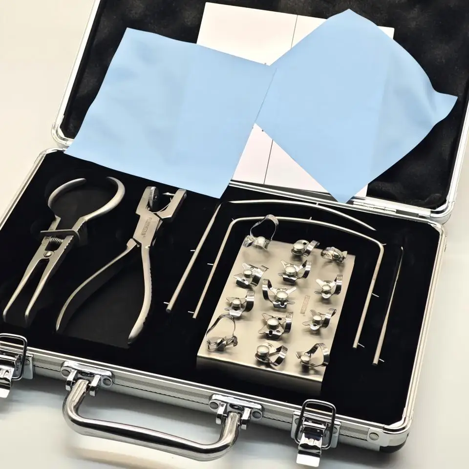 

Набор для дентальной коффердамной блокады из нержавеющей стали с пинцетами-перфораторами, зажимами и рамкой для клинического изоляционного лечения