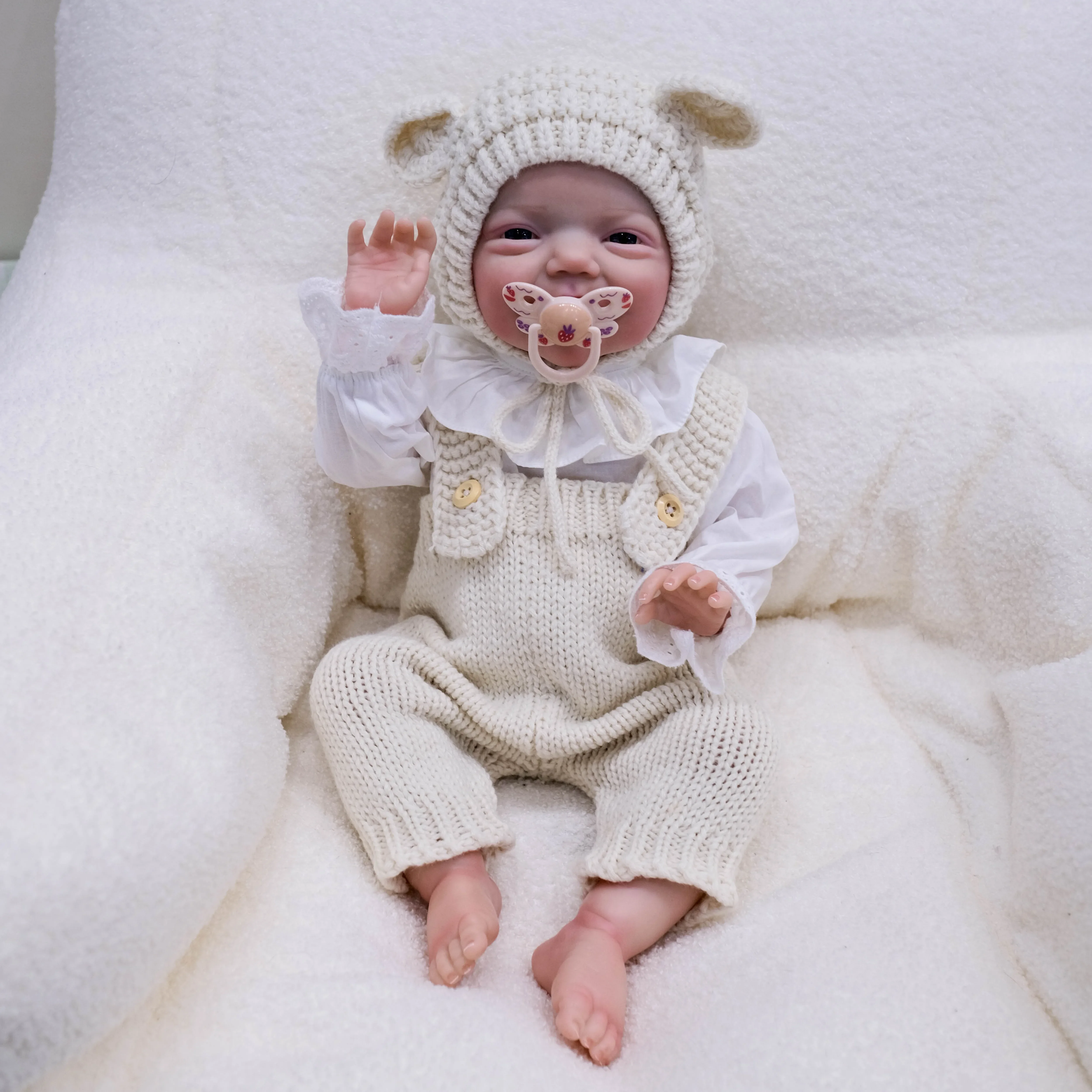 NPK 19'' Full Body Vinyl Silicone Charlie Newborn Girl Lifelike Reborn Baby Doll 3D Skin Waterproof Bath Toy