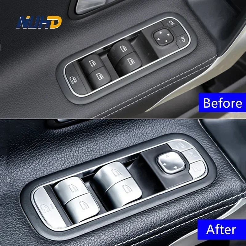 

For Mercedes-Benz W247 W167 W177 W213 W205 GLB GLK GLS GLE ABS Car Window Glass Lifting Buttons Trim Stickers Protective Cover