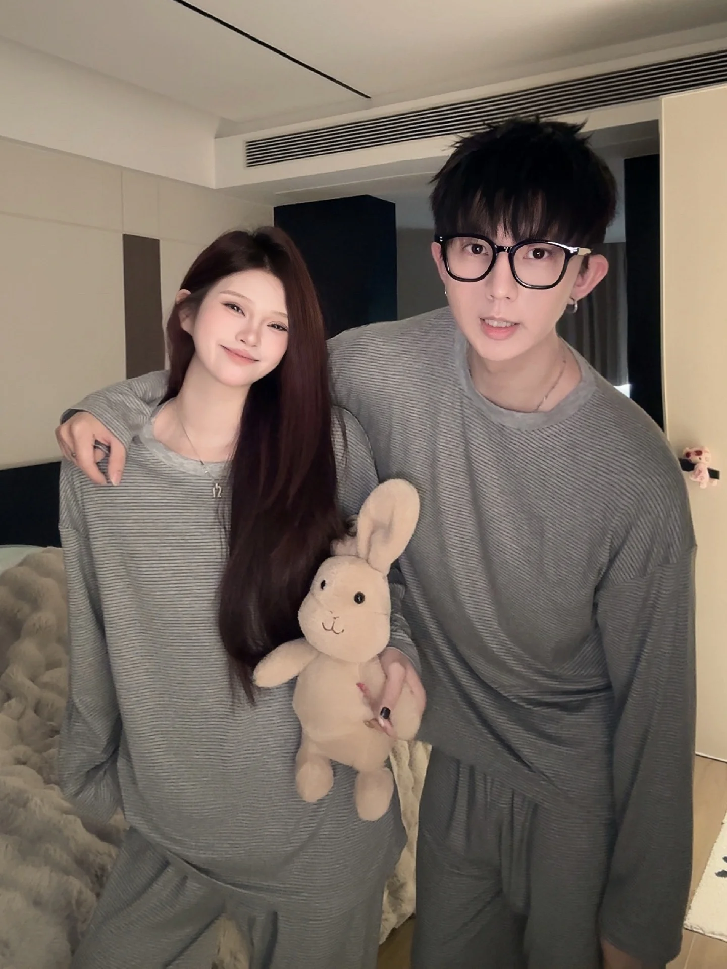 

Пижамы для пар: свободные, с длинным рукавом, круглым вырезом, из модала, домашняя одежда, весенняя верхняя одежда, подходят для молодежи, удобные, дышащие