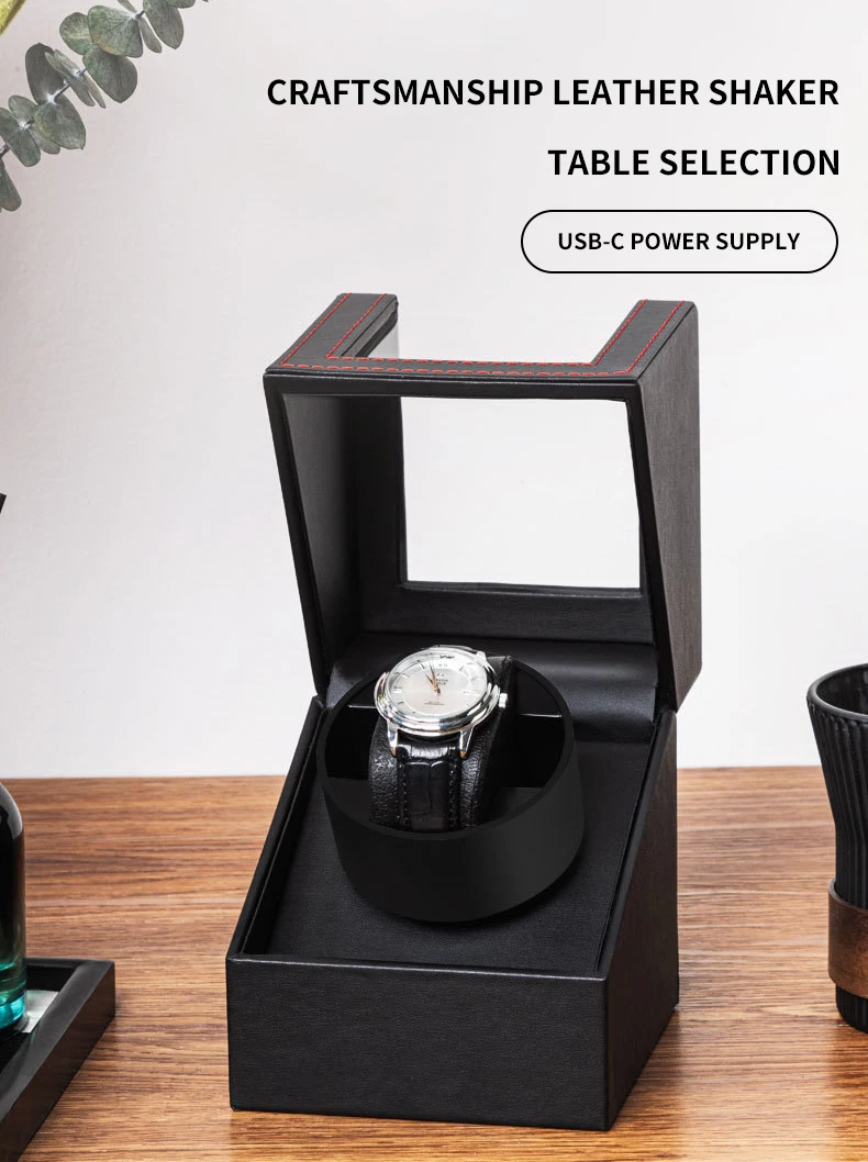 CCZIDONGH Automatic Watch Winder With Quiet Japanese Motor USB Cable Powered,Leather Exterior And Soft Flexible Pillow