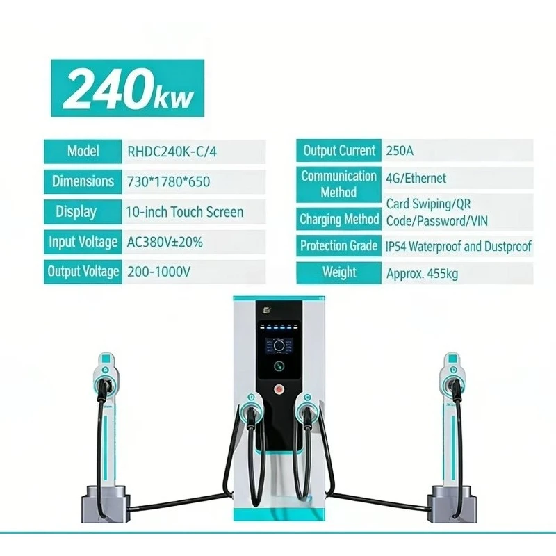 Electric Vehicle DC Fast Charging Pile 240KW All-in-One Machine with Four Charging AC380V Input