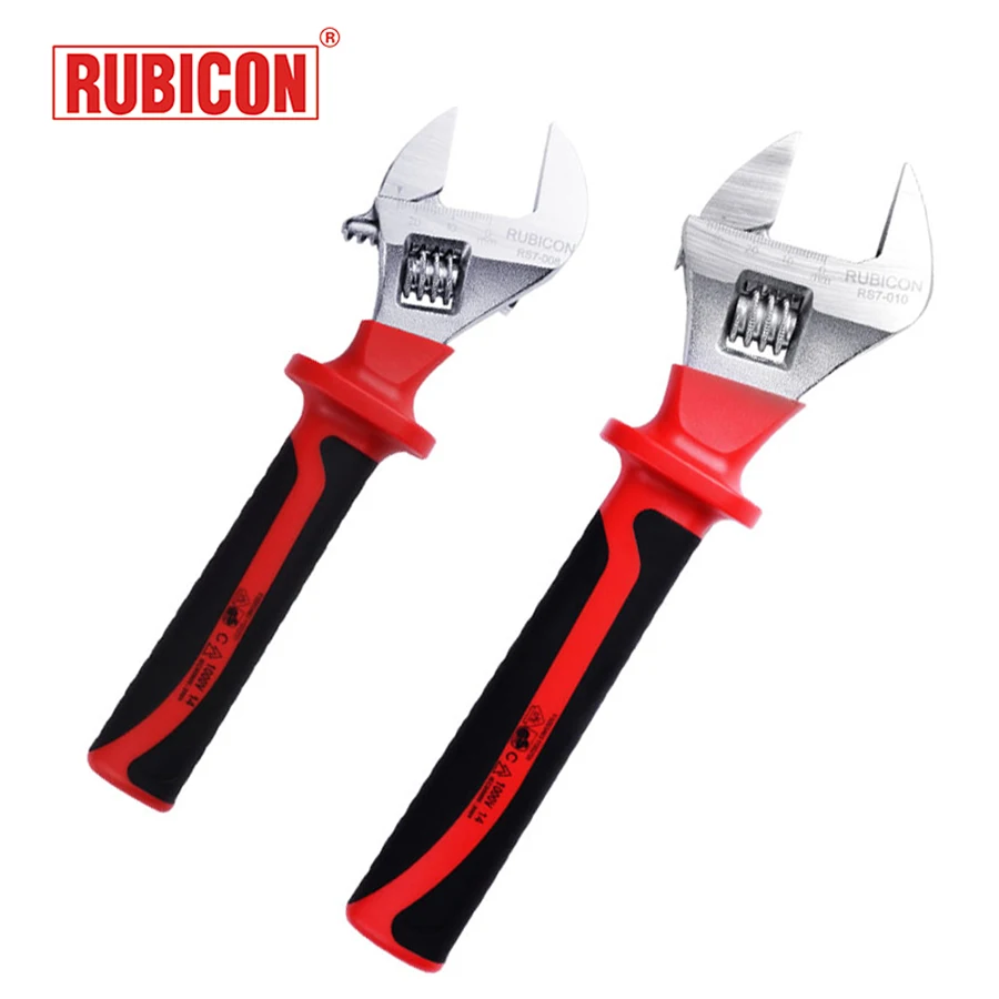 

RUBICON Insulation Adjustable Wrench with Soft Grip Open-End Wrench with Flexible Size 8-Inch & 10-Inch NO.RS7-008 & RS7-010