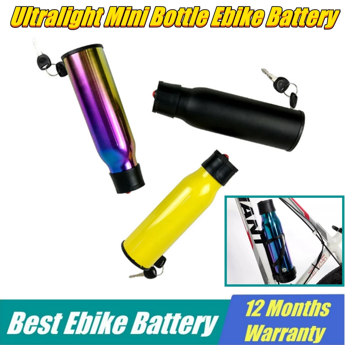 Mini Water Bottle Battery 36 Volt 5.8Ah 7Ah Lithium Ion Ebike Small Kettle Type Ultralight 36V Batteries for Booster Bicycle