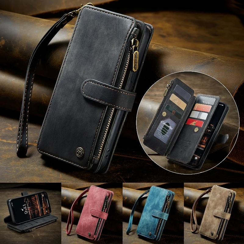 

Magnetic Multifunctional Flip Wallet Card Slots Leather Phone Cover For iPhone 16 15 Pro 14 Plus 13 12 11 XR X XS Max 6 7 8 SE