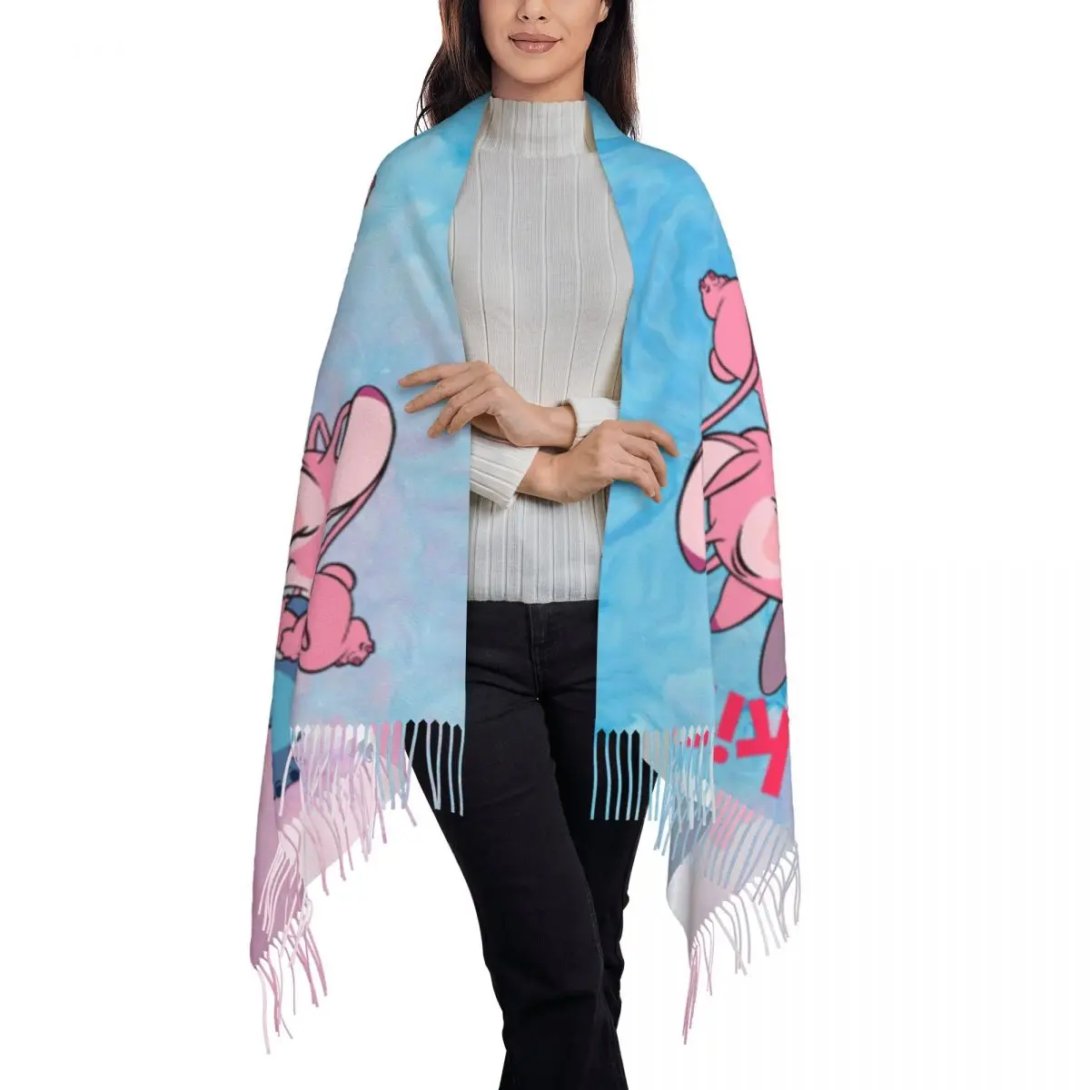 Custom Stitch Lion Cute Scarf Wrap for Women Long Winter Fall Warm Tassel Shawl Unisex Movie Scarves