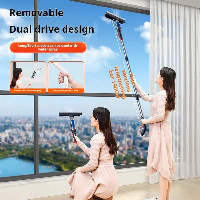 Window Cleaner Mop Household Multifunctional With Silicone Scraper Glass Spray Washer for Glass Outdoor Window Cleaning Tool