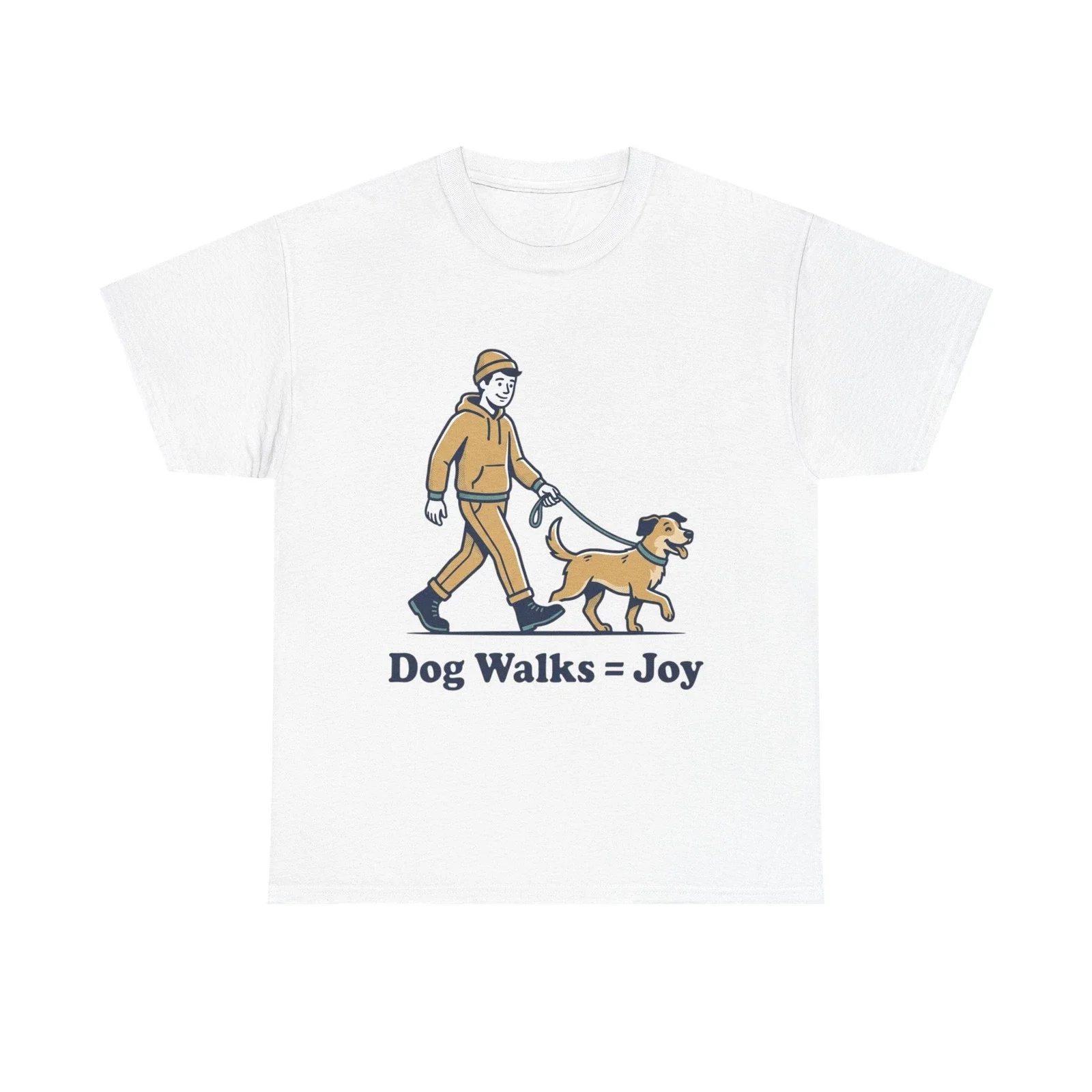 Funny Men Dog Walks = Joy Dog Lover Gift Meme Graphic Novelty T Shirt Tee Cotton Women Summer Streetwear Oversize Casual Trend