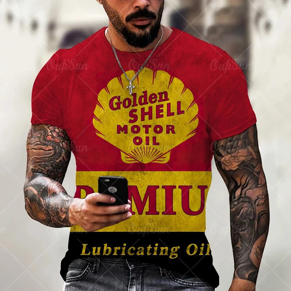 3D-T-Shirts für Herren, Vintage-Öl-T-Shirt, Street-Fashion, Castrol-Print, kurzärmelig, locker geschnitten, Oversize-Motorrad-T-Shirt, Oberteile, T-Shirts – Detail 21
