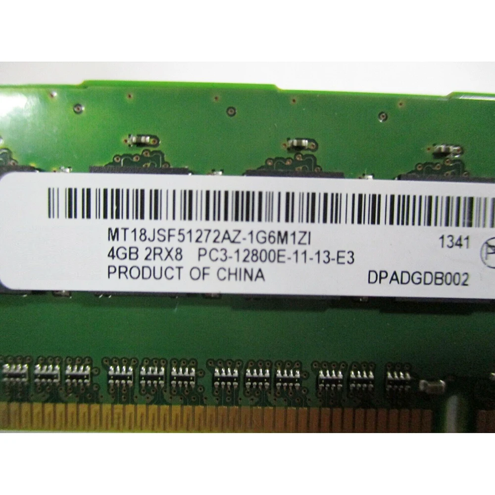 

1 Pcs For MT RAM 4GB 4G 2RX8 PC3-12800E DDR3 1600 UDIMM ECC MT18JSF51272AZ-1G6 Memory Fast Ship High Quality