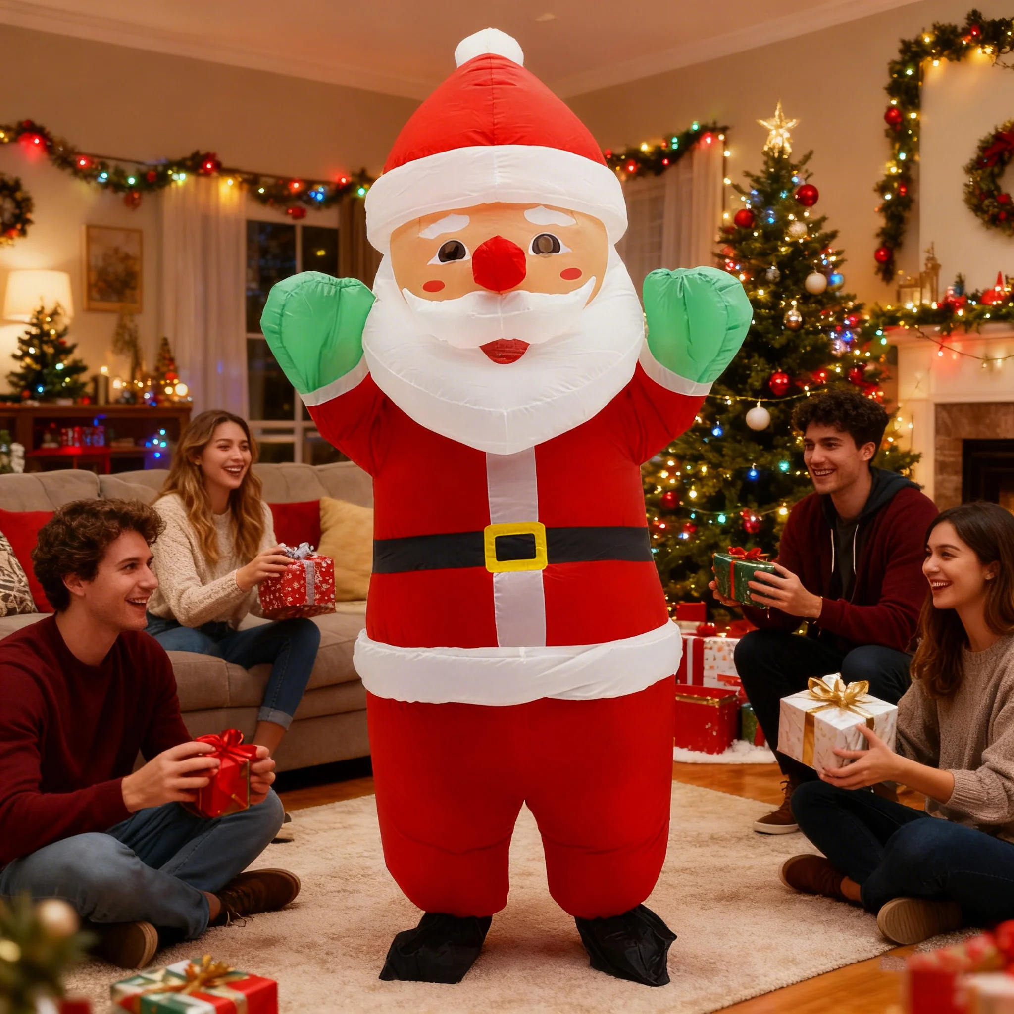 Costume gonflable de dessin animé du père noël, mascotte de défilé, personnage adulte, Cosplay, ensemble d'événements de fête de noël