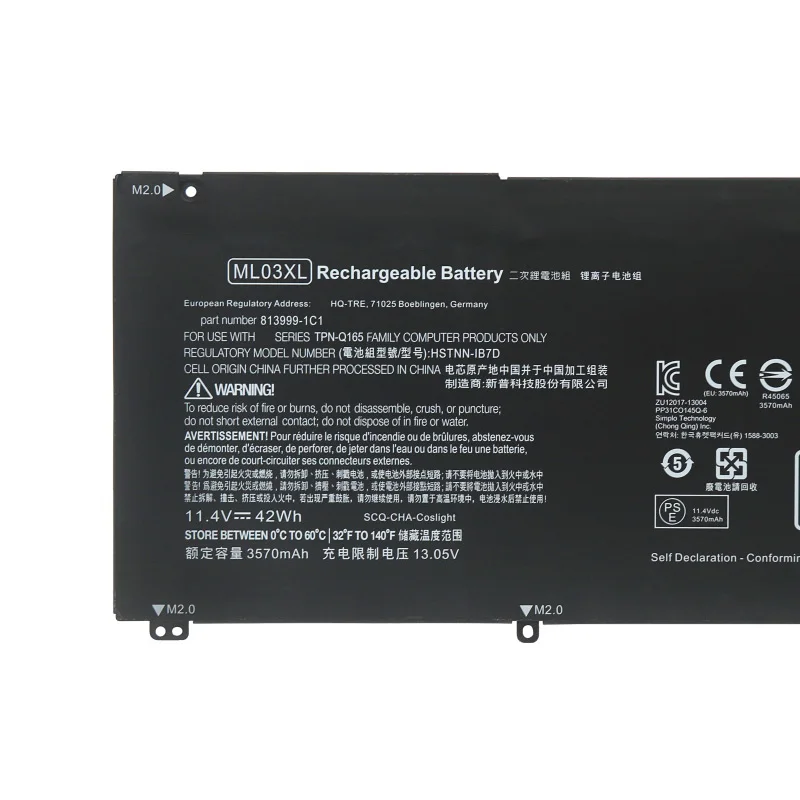 ZEDI 11.4V 42WH New ML03XL Laptop Battery for HP Spectre X2 12-A001DX 12-A000 HSTNN-IB7D 813999-1C1 814277005