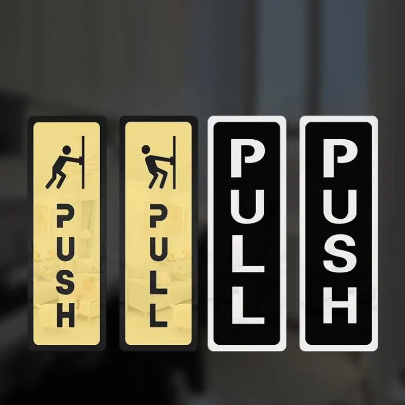 2 Pcs/set Push & Pull Window Door Sticker Acrylic Sliding Door Logo Sticker Shop Hotel Business Cafe Sign Restaurant Pull Sticke