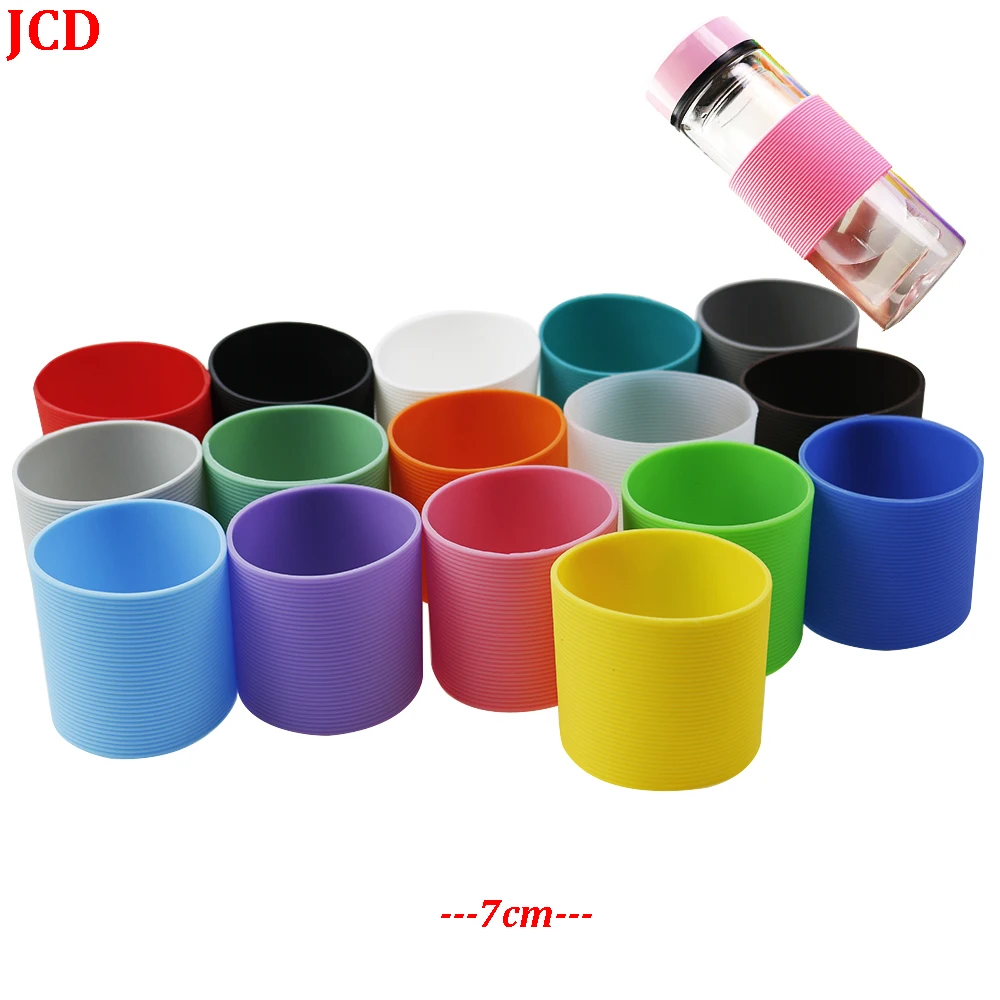 1Pcs 7CM Straight Silica Gel Threaded Cup Middle Cover Glass Water Cup Antiskid Anti Scald Heat Insulation Protective Cover