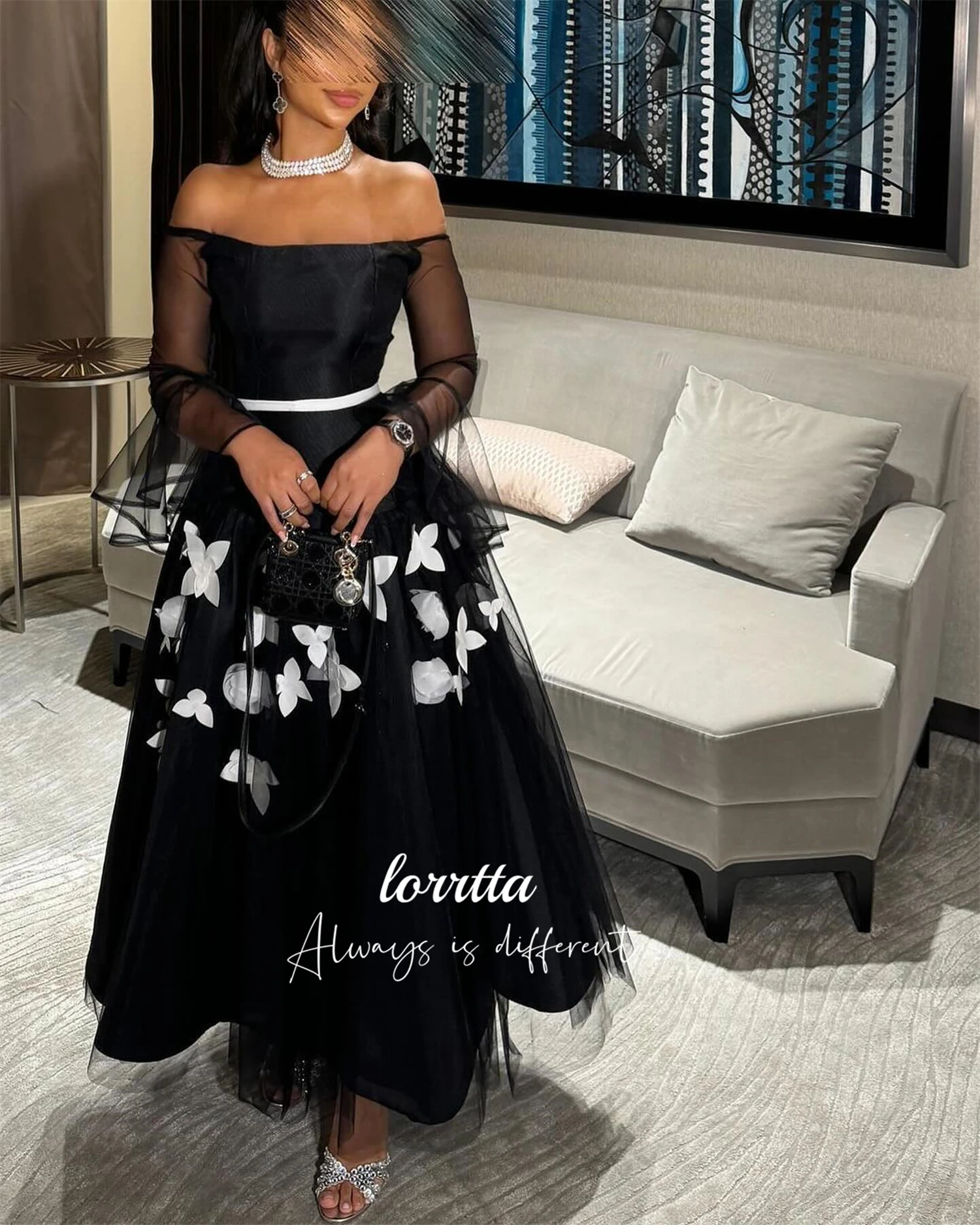 

Lorrtta Party Dress Evening 3D Flower Decoration Robe De Soiree Femmes Luxury Dresses Women 2025 Elegant Woman Gala Customized