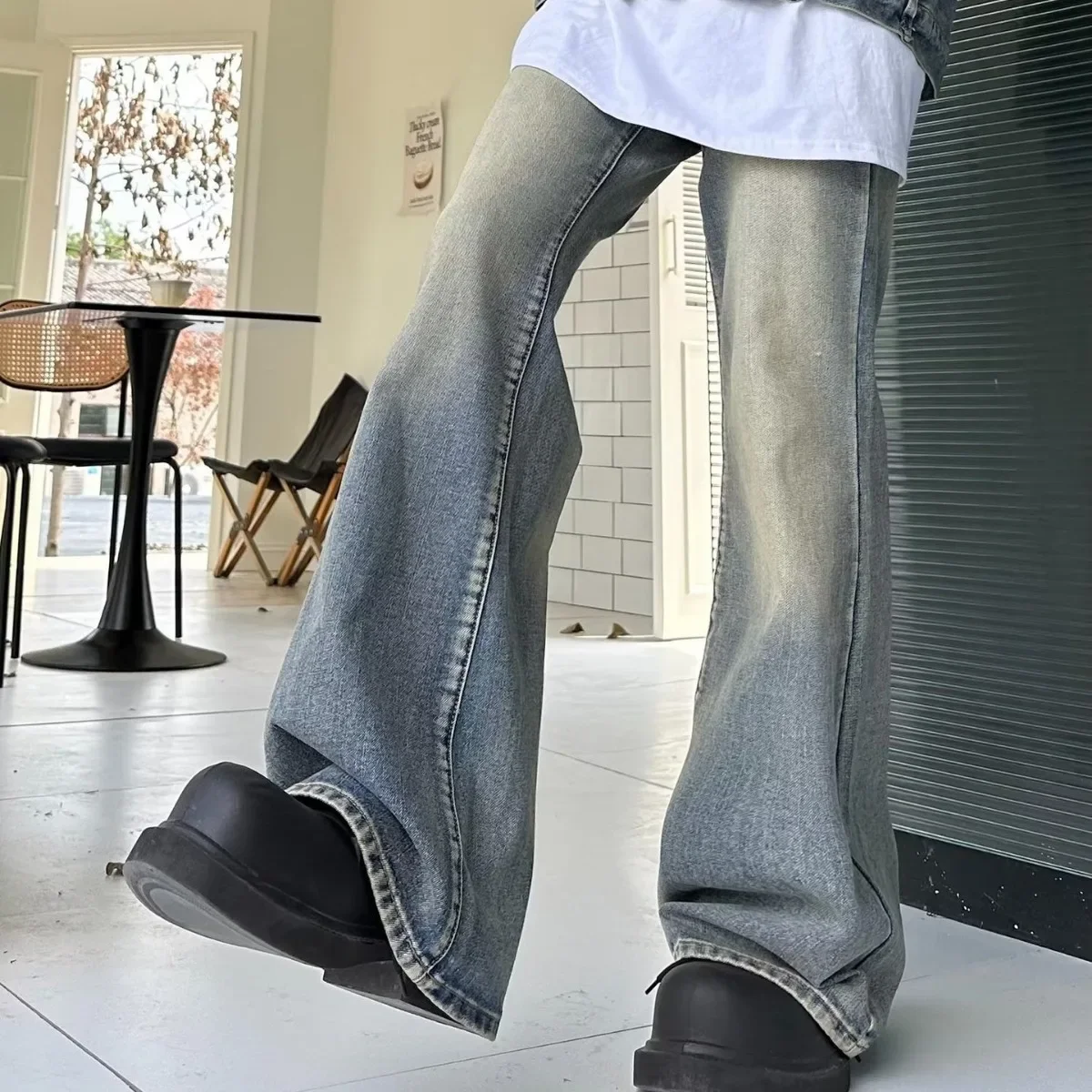 Fashionable Jeans For Men Women Spring Autumn New Arrival Hong Kong Style Ins Trendy Brand Fit Straight Leg Micro Flare Trousers