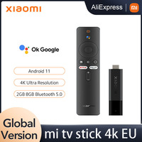 Global Version Original Xiaomi Mi TV Stick 4K Android 11 HD 2G 8G WiFi BT5.2 Google Cast Netflix Smart TV Box Media Player