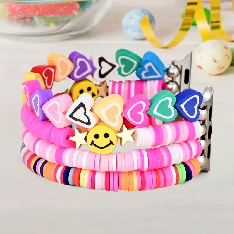 Bohemian bead bracelet compatible with iWatch strap 38mm 40mm 41mm 42mm 44mm 45mm 49mm for women, fashionable handmade elastic s