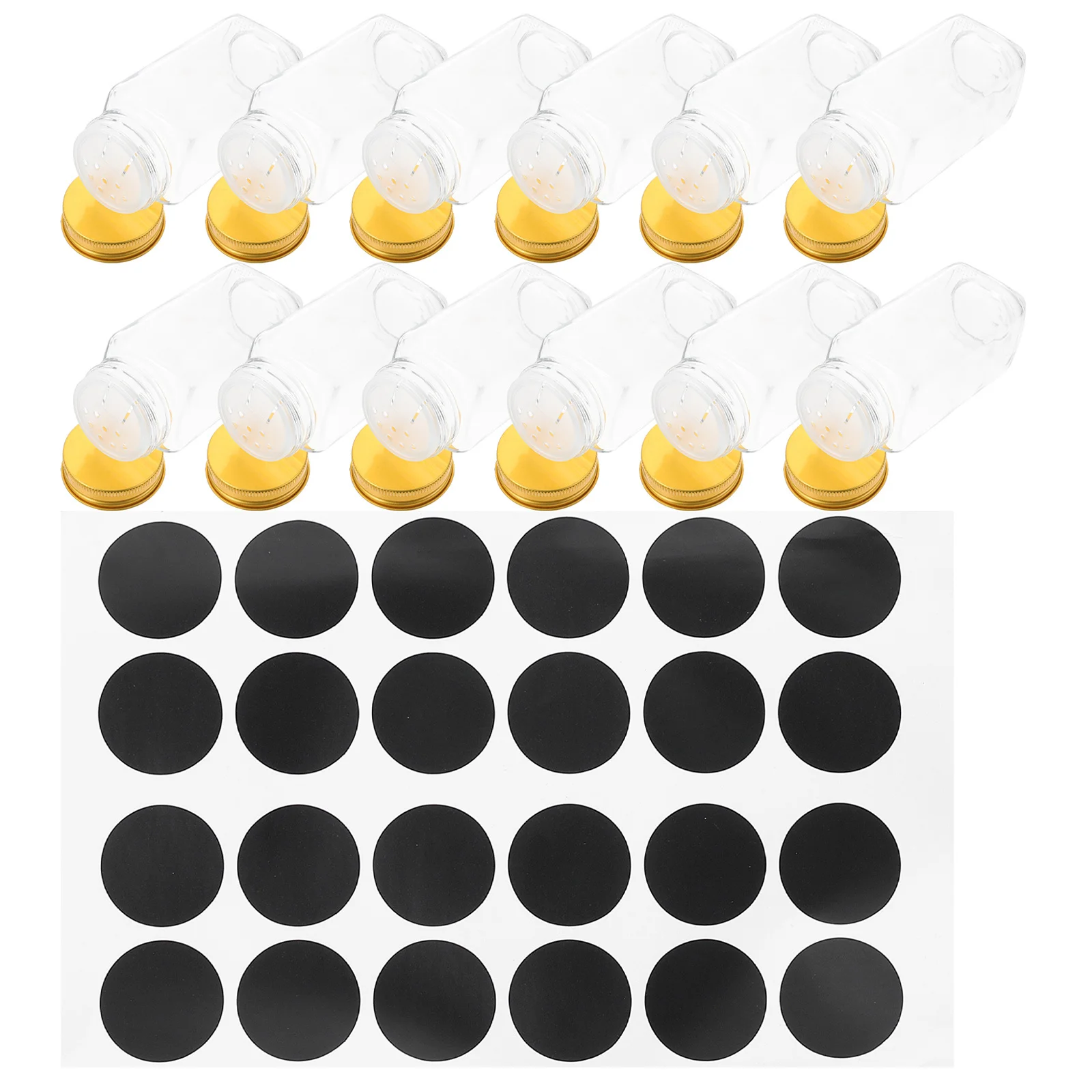 

12Pcs Household Salt Pepper Bottles Transparent Seasoning Containers Compact Spice Storage for Kitchen Barbecue Camping