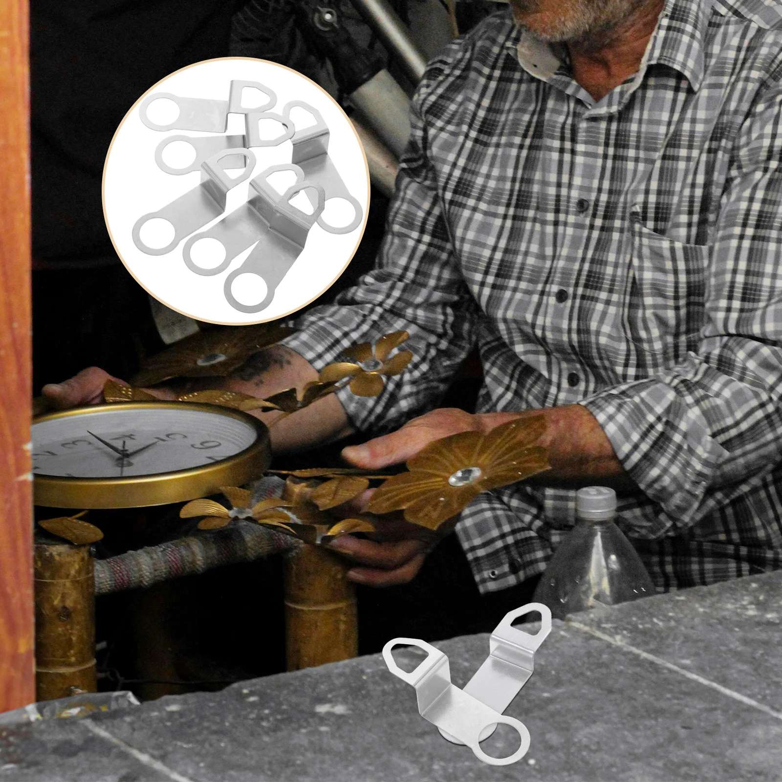 

6Pcs Wall Clock Back Hook Metal Hanging Bracket Replacement Set for Quartz Clock Mechanism Repair Parts Home Office