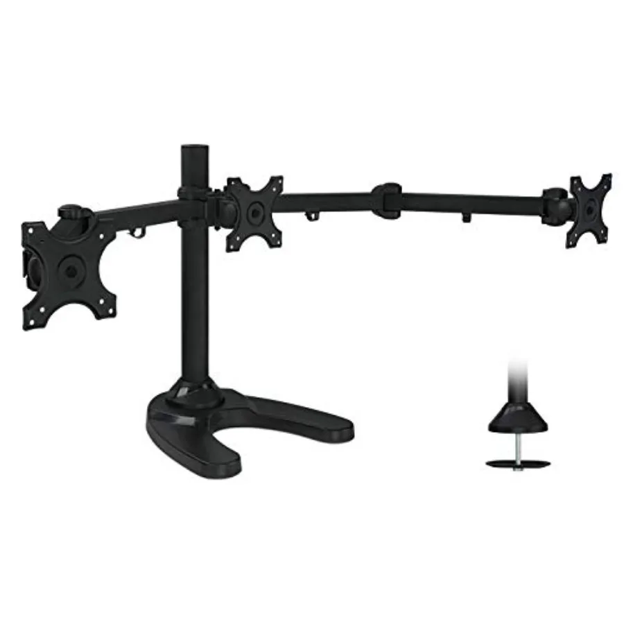 

Triple Monitor Stand for 3 Screens up to 24 Height Adjustable Desk Mount with Free Standing or Grommet Base 22 lbs per Arm VESA