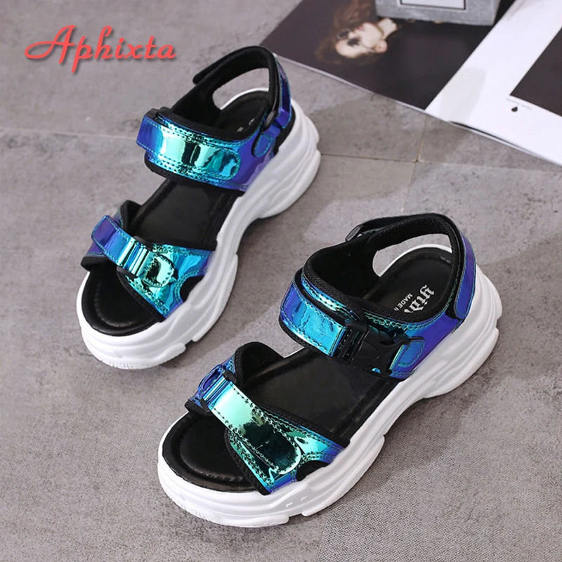 Aphixta 1.968 inch Platform Women Sandals 2022 New Fashion Ladies Hook & Loop Shoes Women\'s Wedges Shoes Summer Sandals