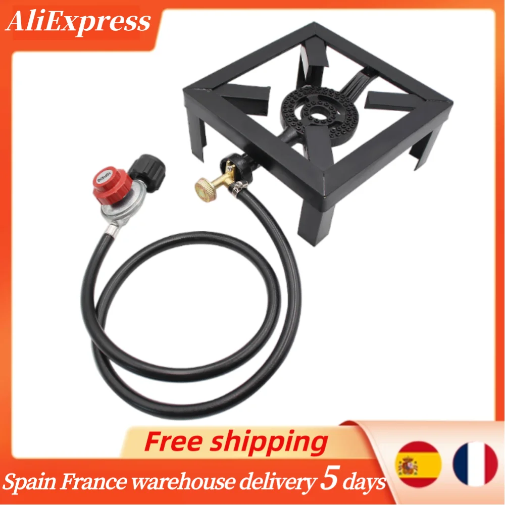 Mini 8KW Gas Boiling Ring Cast Iron Burner Large LPG Stove Outdoor Cooker Iron Frame Portable Fire Control Stove