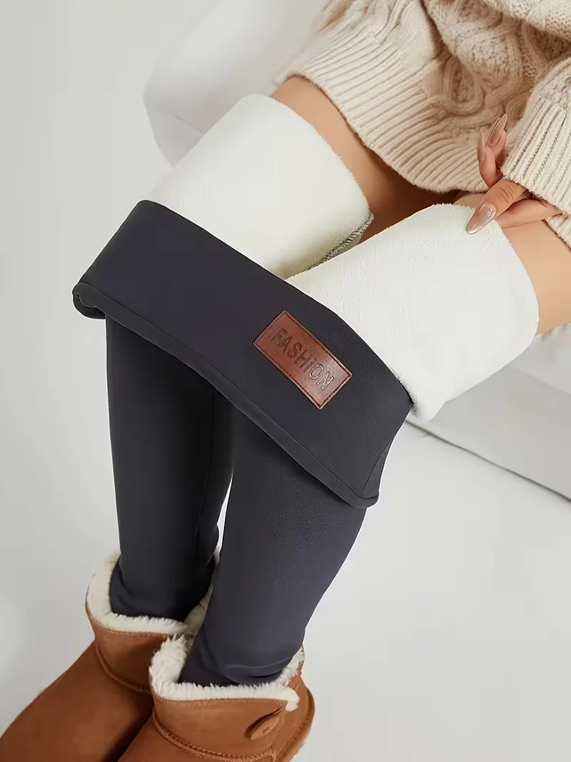 Women High Waist Fleece Lined Leggings Soft Thick Thermal Pants Slim Stretch Casual Daily Wear Winter Trousers