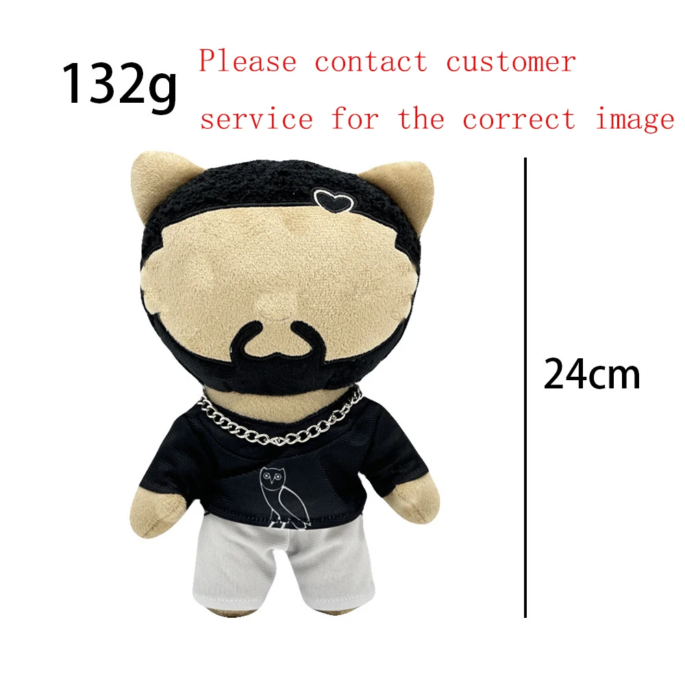 Novo Boneco de Pelúcia Drake de 24cm com Traje Casual Preto, Brinquedo de Pelúcia, Presente de Aniversário Fofo para Meninos e Meninas