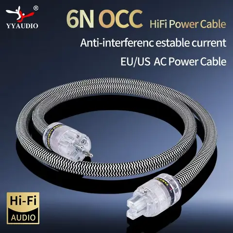 Power Cable Hi-End Hifi OFC+6N OCC Audio Cable EU/US Power Plug Cable for Connecter Amplificateur Filtre Audio Systems