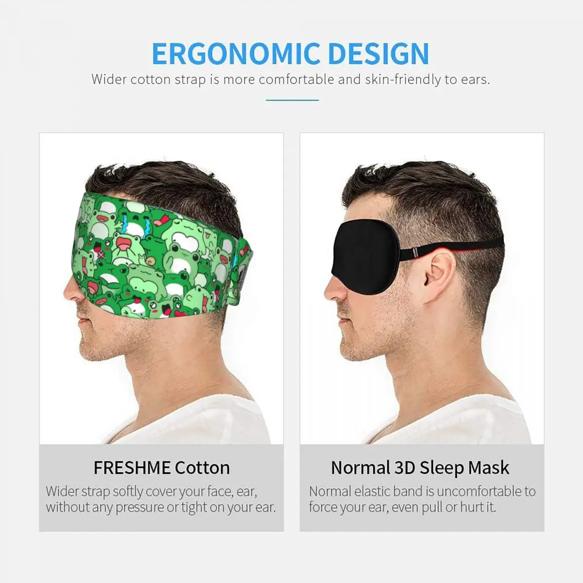 Crowded Cute Frog Pattern sleep mask Light Blocking Portable Eye Cover for Girls Boys Office Nap Party Gift Eyeshade eyepatch view 5