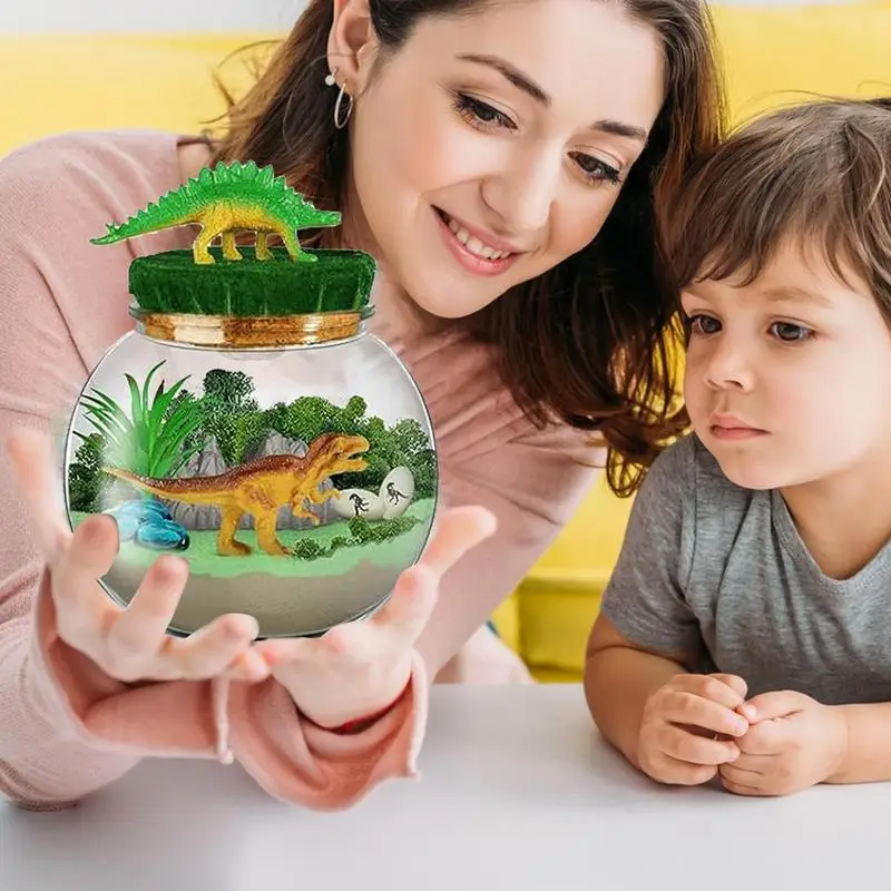 Light Up Dinosaur Terrarium Make Dinosaur Toys Dino Crafts For Boys Ages 4-12 Year Old Room Decorations