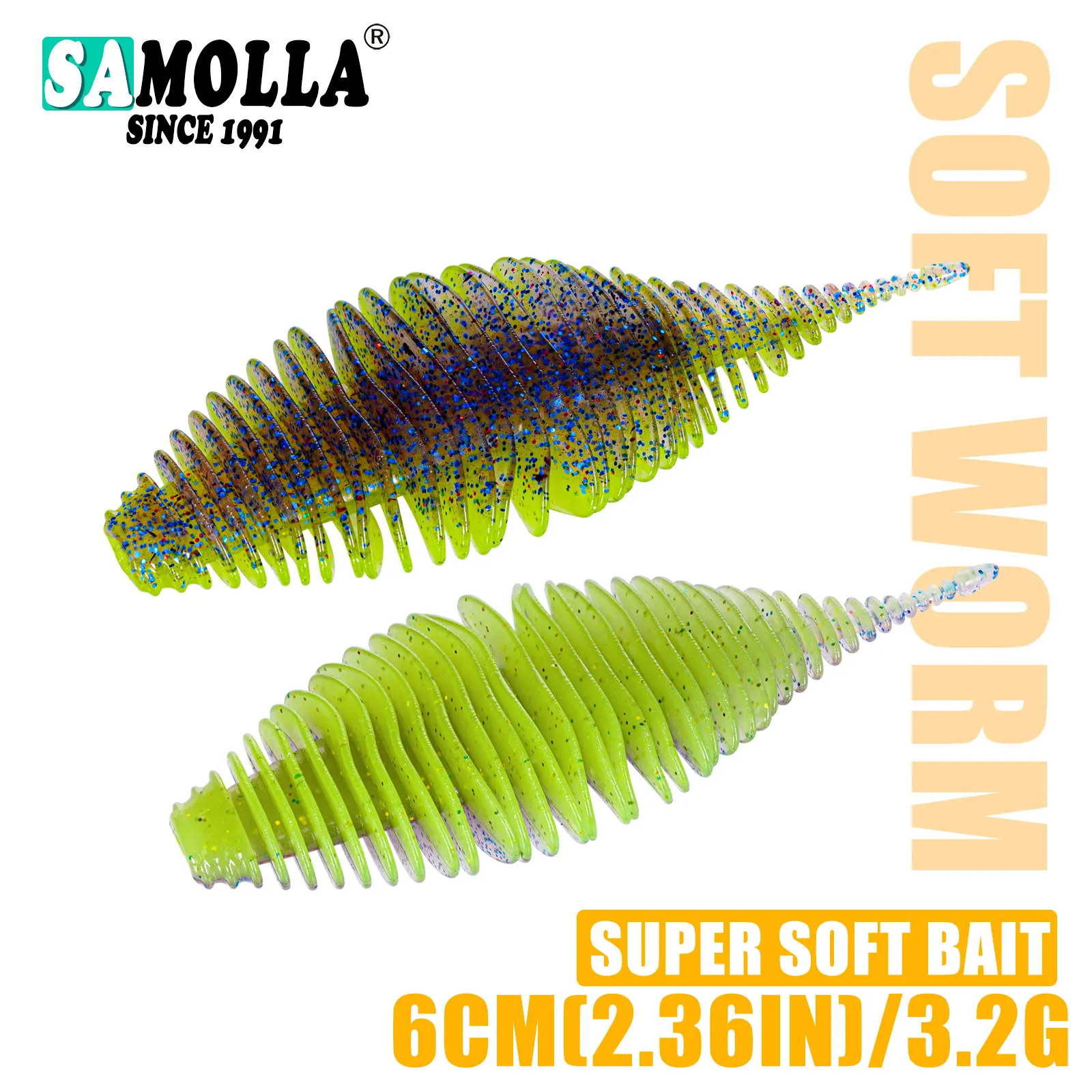 SAMOLLA Wurm Silikon Weicher Köder Angeln Köder Faltenbalg Kiemen Künstliche Hecht Bass Swimbait Rig Für Angeln Köder leurre souple
