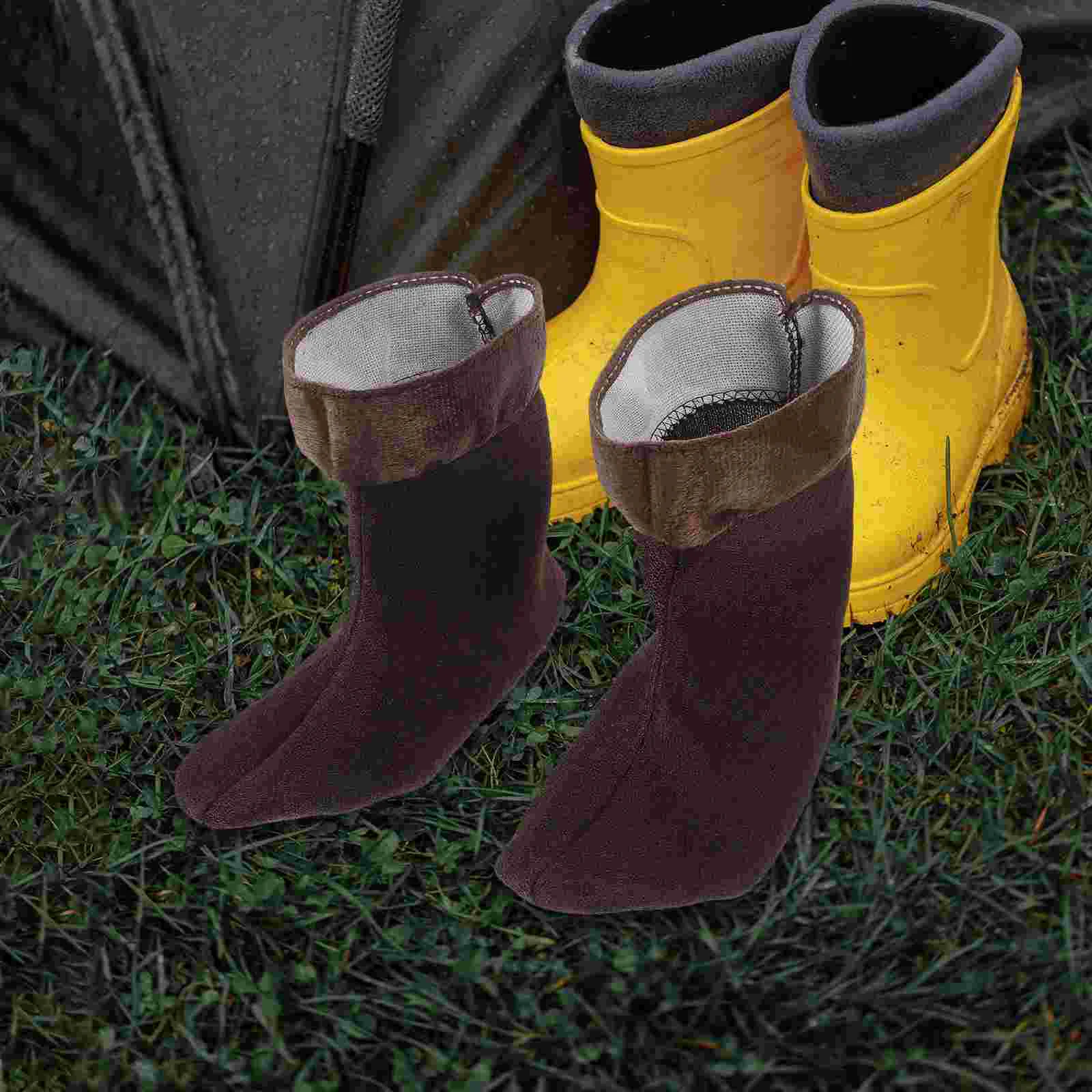 

Lined Fleece Rain Boots Men Liners and Women Black Plush Hunter Socks for Water Shoes