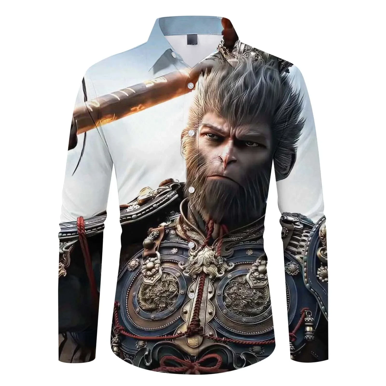 

2024 Hot New Journey To The West Monkey King 3D Printed Long Sleeved T-shirt Men Fashion Casual Loose O-Neck Cartoon Sport Tops