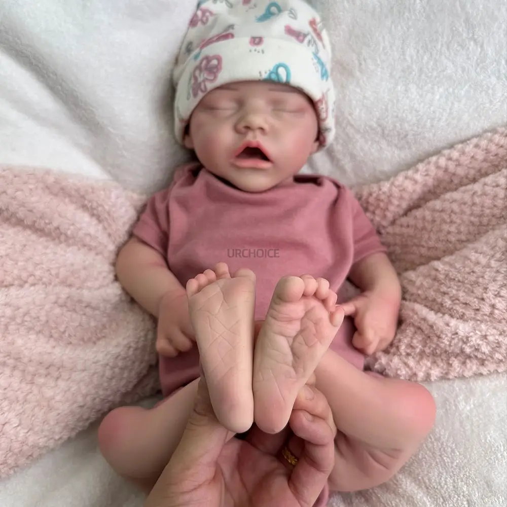 18-calowa realistyczna skóra z funkcjami dyskietki silikonowa lalka Reborn ważona zmywalna noworodek dziewczynka do kolekcji edukacyjnej