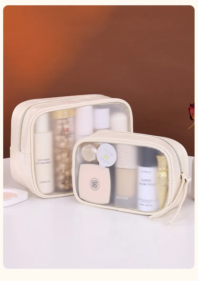 Halbtransparentes Luxus-Kosmetiktaschen-Set, 3-teilig, Große Reise-Kosmetikorganizer-Taschen, Tragbare Toilettenartikel-Aufbewahrung für Frauen – Detail 12