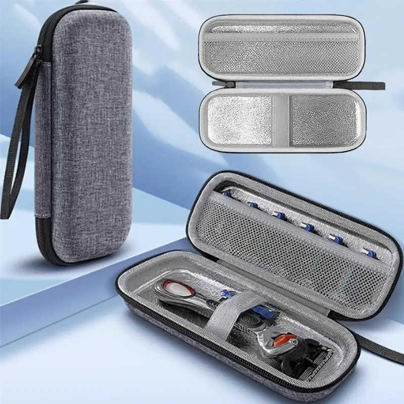 Male Shaver Storage Box Waterproof EVA Razor Travel Case Mesh Pocket Shaver Bag Protective Case Shaver Zipper Travel Box