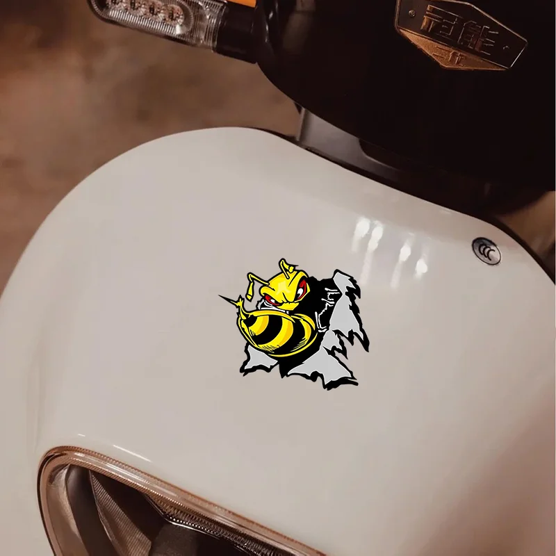 1PC Angry Bumblebee Motorcycle Stickers Waterproof for Motorbike Fuel Tank Helmet Fairing Electric Scooter Vinyl Decals
