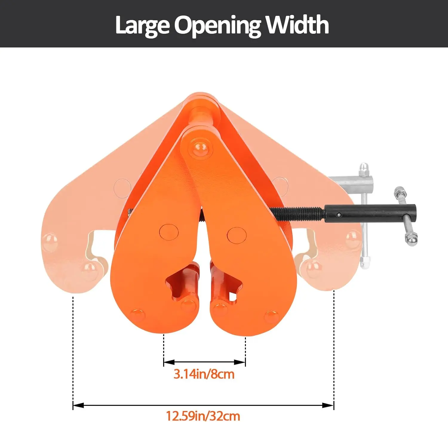 Ton Beam Clamp, Heavy Duty Vertical Beam Clamp, 3.14-12.59 Inch Adjustable Opening Range, Working Load Capacity I Beam Lifting C