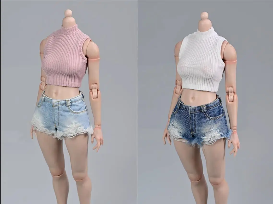 

1/6 Female Soldier Clothing Washed Denim Shorts Hot Pants Model Toy Accessories For 12'' Action Figure Body In Stock