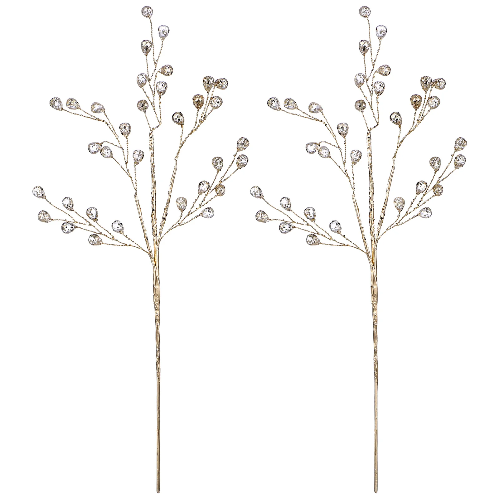 

2pcs Christmas Tree Hanger Stems Acrylic Beads Picks For Vase Decor Xmas Decoration Artificial Berry Branches Party Holiday