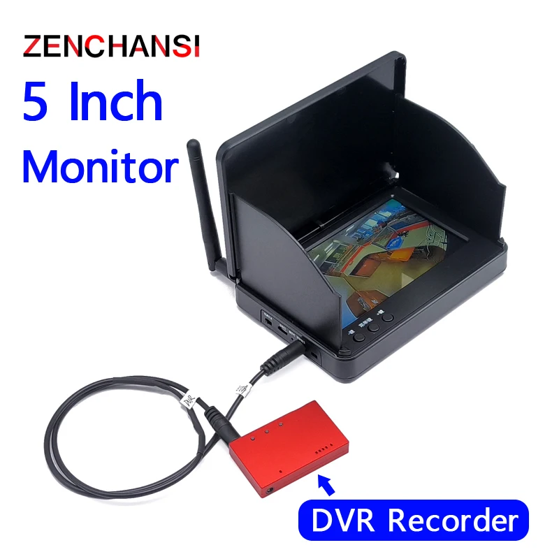 Newest Mini DVR HD Video Red Recorder Recording or Snapping Photos and FPV 5 inch Monitor Screen with Shading Cover for RC Drone