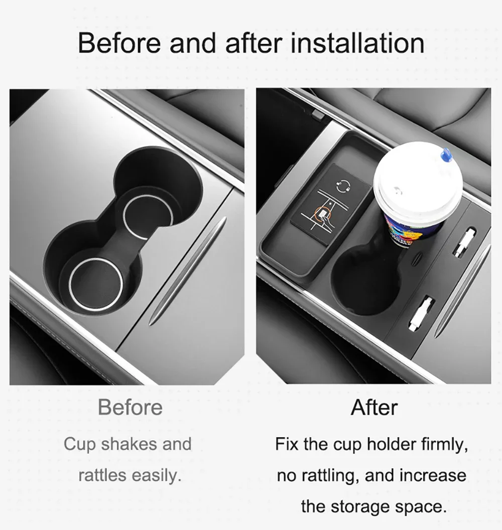 For Tesla Model Y 3 Highland Car Central Control Water Cup Holder Storage Box Silicone Anti Slip Drinks Holder Limiter Organizer