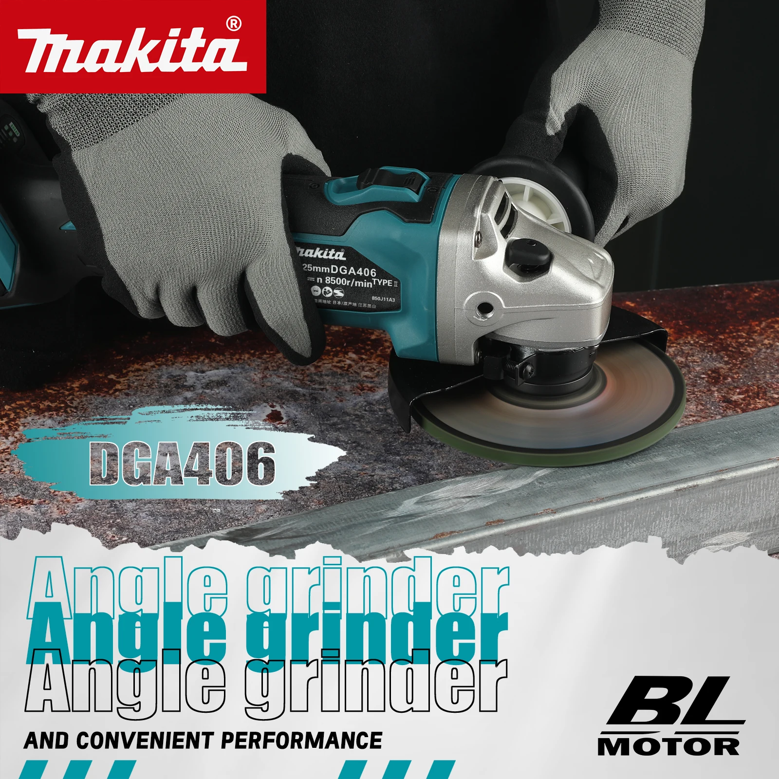 Makita DGA406 Grinder 660W High‑Power M14 Spindle‑Lock Detachable Side‑Handle For Weld‑Polishing Construction‑Site Power tools