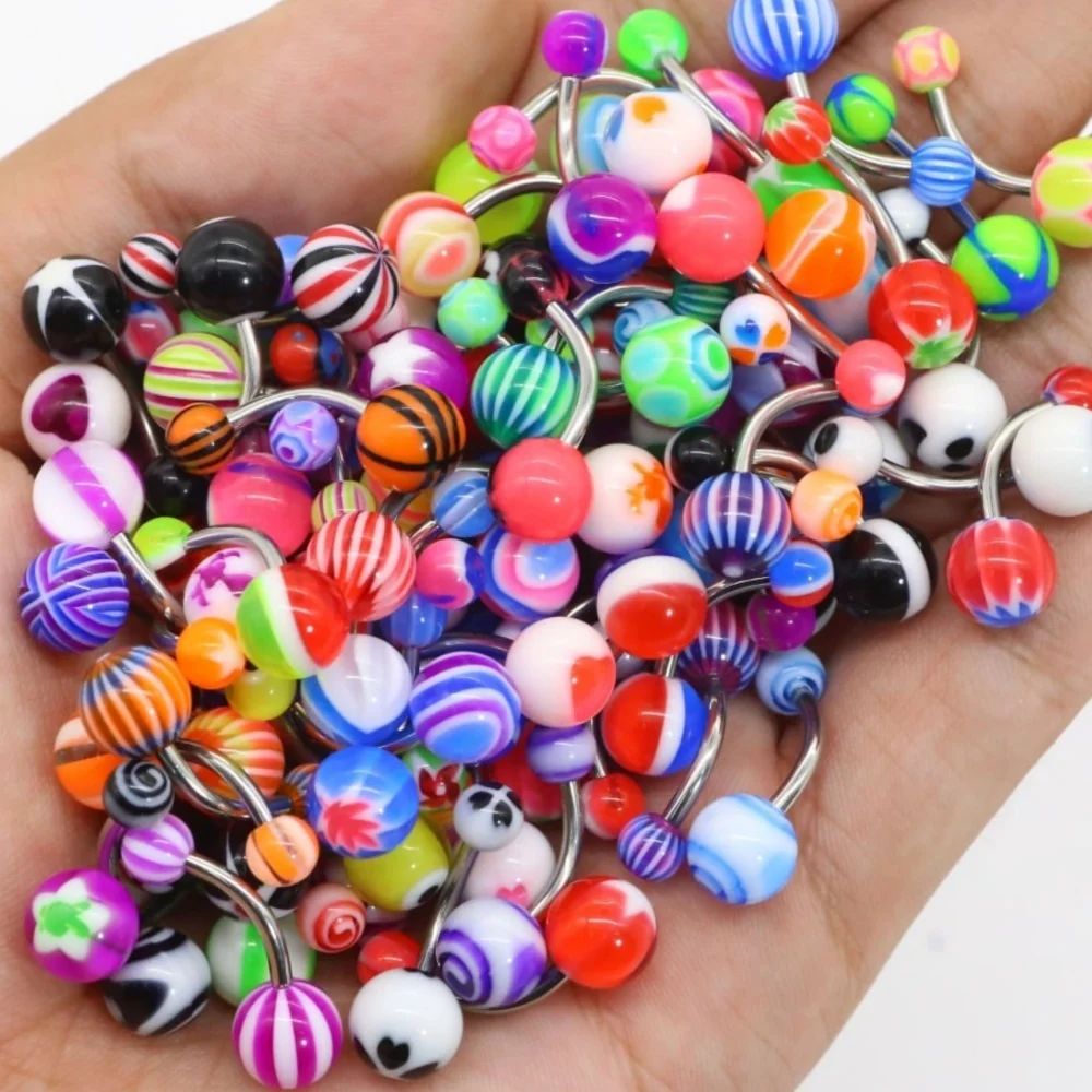 5-50pcs Random Colorful Acrylic Navel Rings For Women Best Gift For Birthday Anniversary Dance Party Mother Mother's DayGift